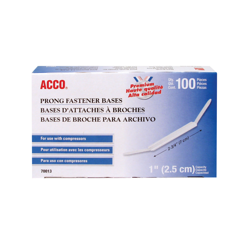 Base de fixation papier à broches ACCO Premium - Style 12B - Centre 2-3/4 - Capacité de broches 1" - Paquet de 100