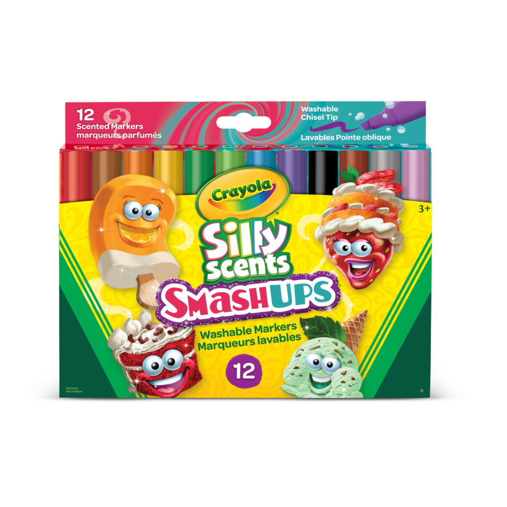 Crayola Silly Scents Smash Ups Wedge Tip Washable Markers - 12 Count
