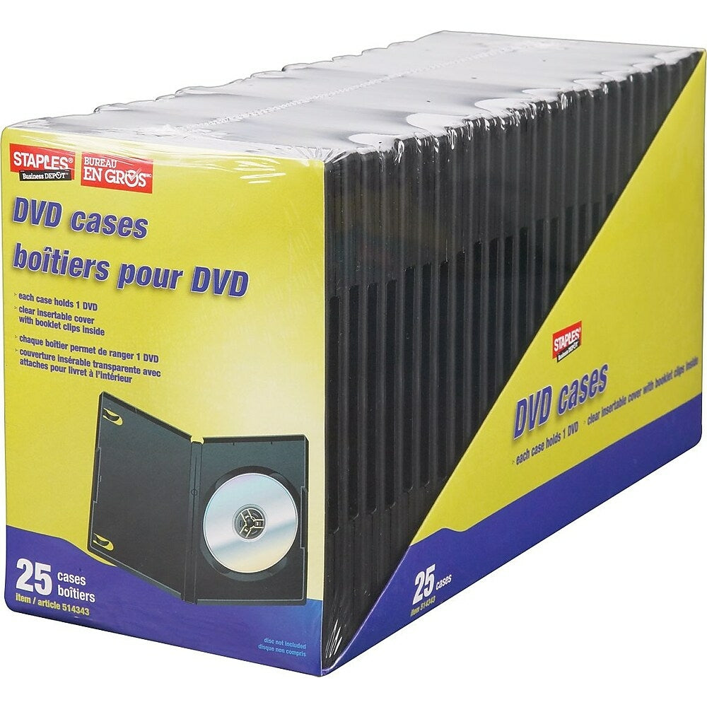 Boîtiers DVD Staples, paquet de 25