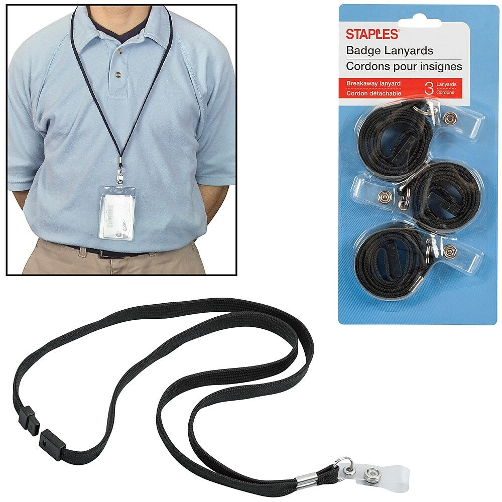 Lot de 3 cordons Staples avec fermoir détachable