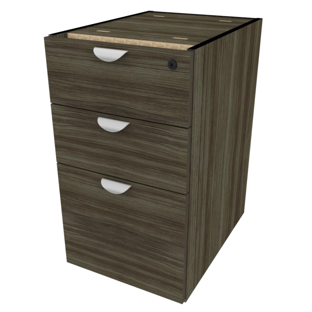 Heartwood 3 Drawers Pedestal - Grey Dusk Finish