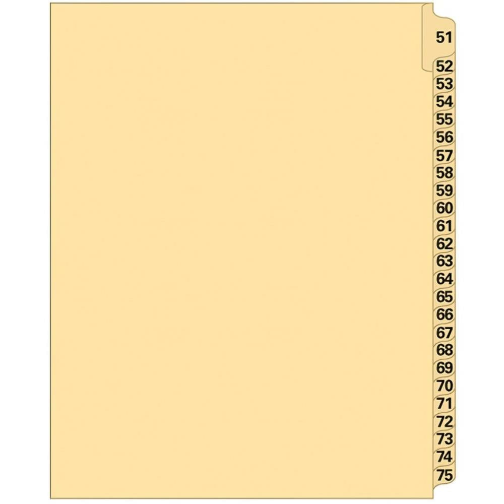 Supreme Litigation Tabs 25th Cut Numeric Set 11" Buff #51-75