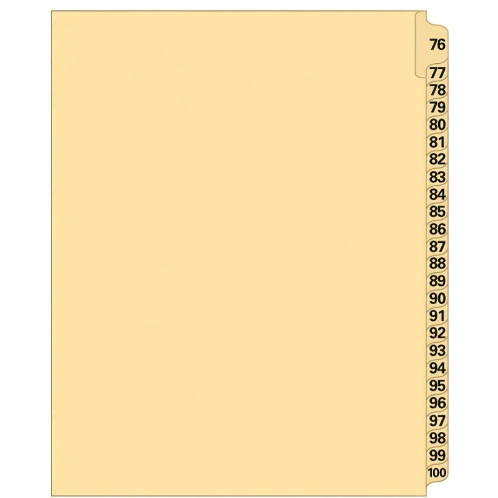 Supreme Litigation Tabs 25th Cut Numeric Set 11" Buff #76-100