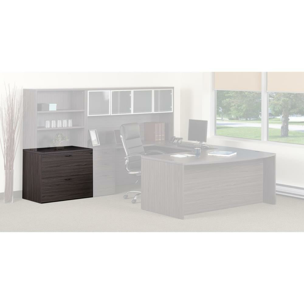 Classeur latéral 2 tiroirs gris ardoise noyer