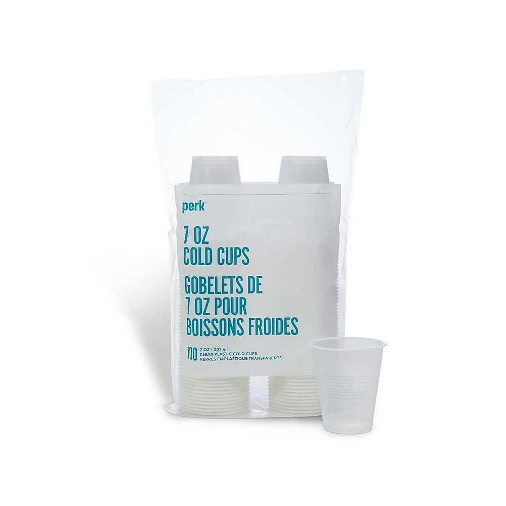 Gobelets en plastique transparents Perk de 200 ml pour boissons froides, paquet de 100