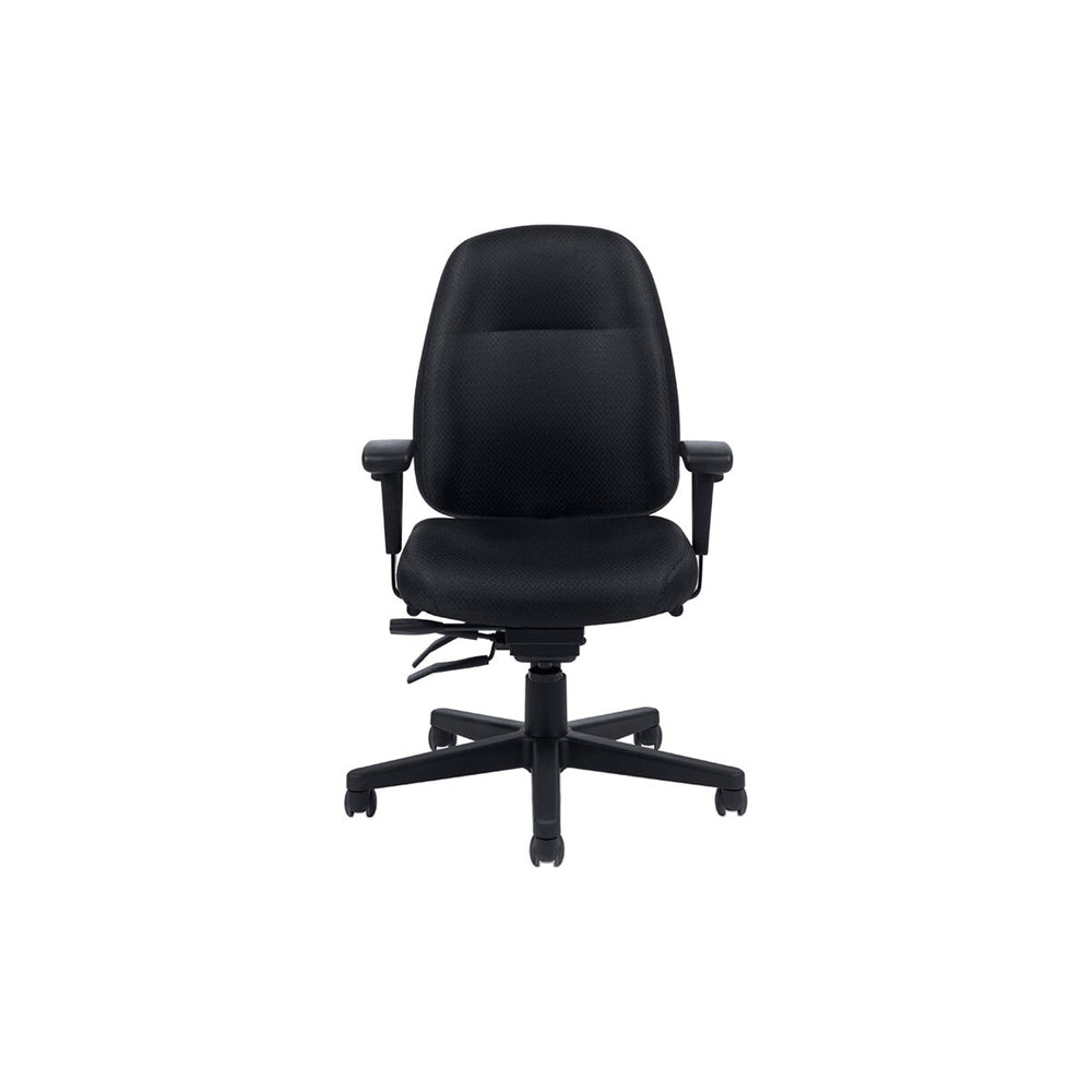 Fauteuil multi-bascules Global Full-Time à dossier moyen et roulettes - Noir matelassé