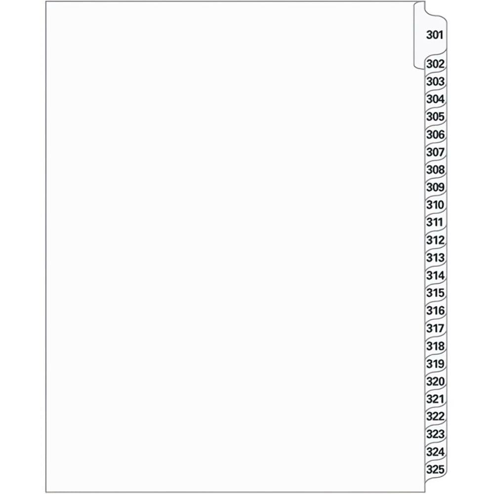 Supreme Litigation Tabs 25th Cut Numeric Set 11" White #301-325