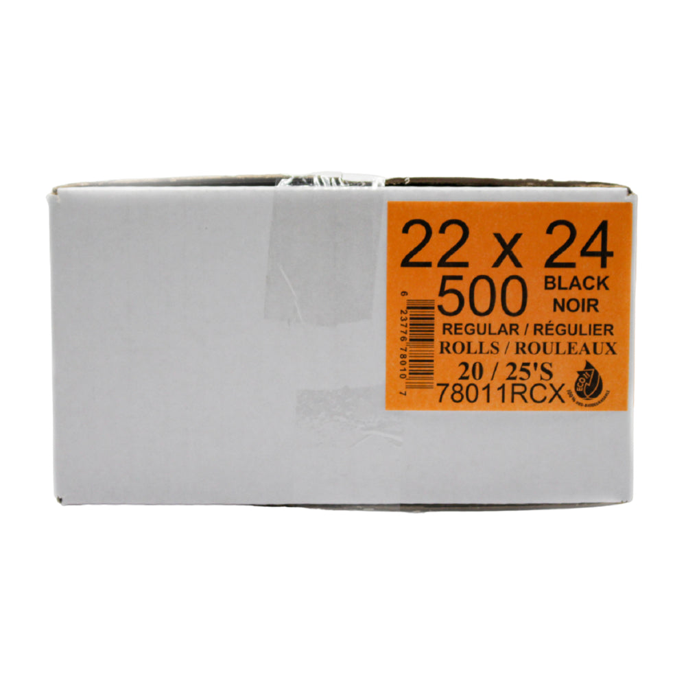 Eco II Oxo-Biodegradable Garbage Bags - 22" x 24" - Regular - Black - 50/Roll - 500 Pack