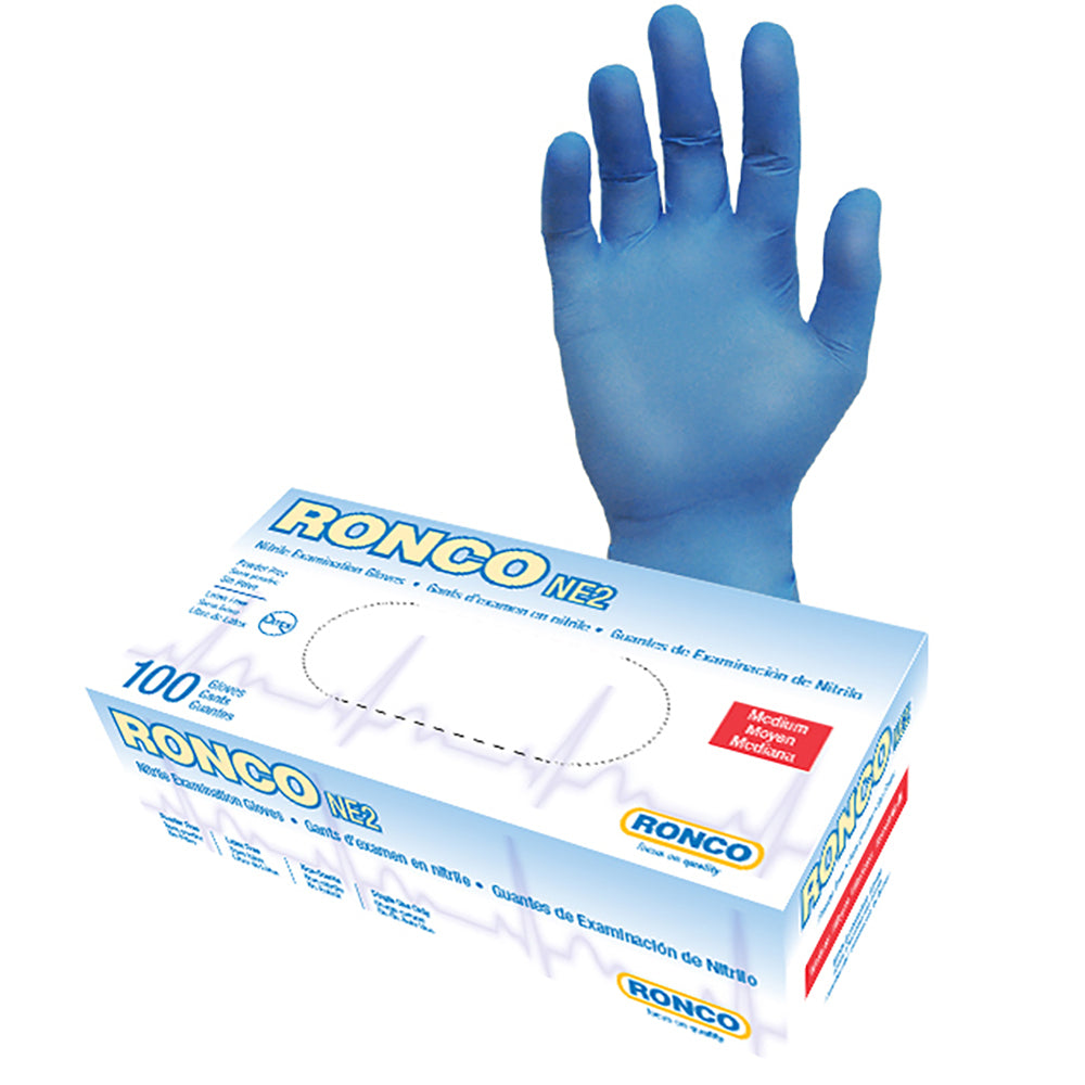 Ronco N2 Nitrile Gloves - Blue - Medium - 100 Pack