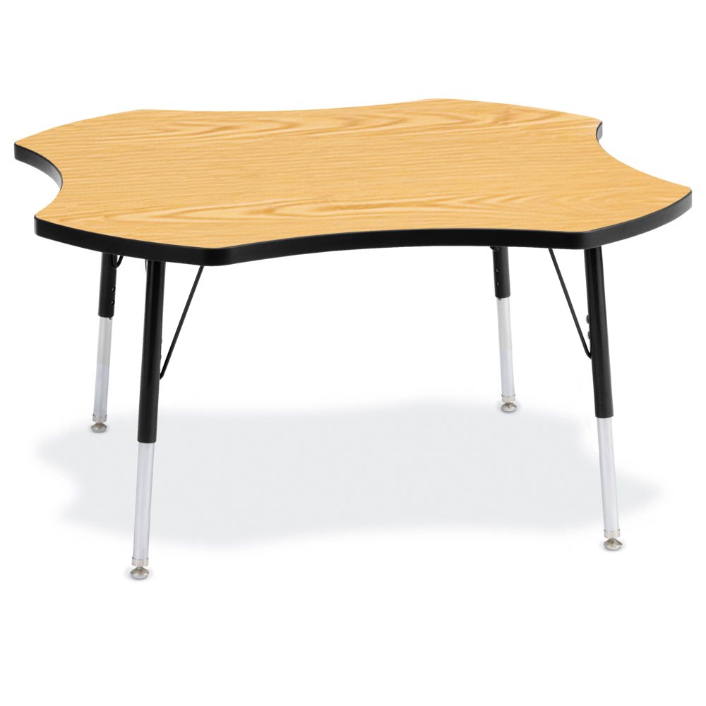 Jonti-Craft Berries Four Leaf Activity Table - 24-31"H - Oak/Black