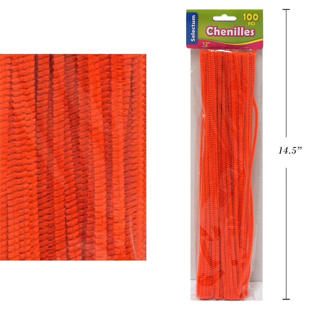 Selectum Pipe Cleaners - 12" - Orange - 100 Pack
