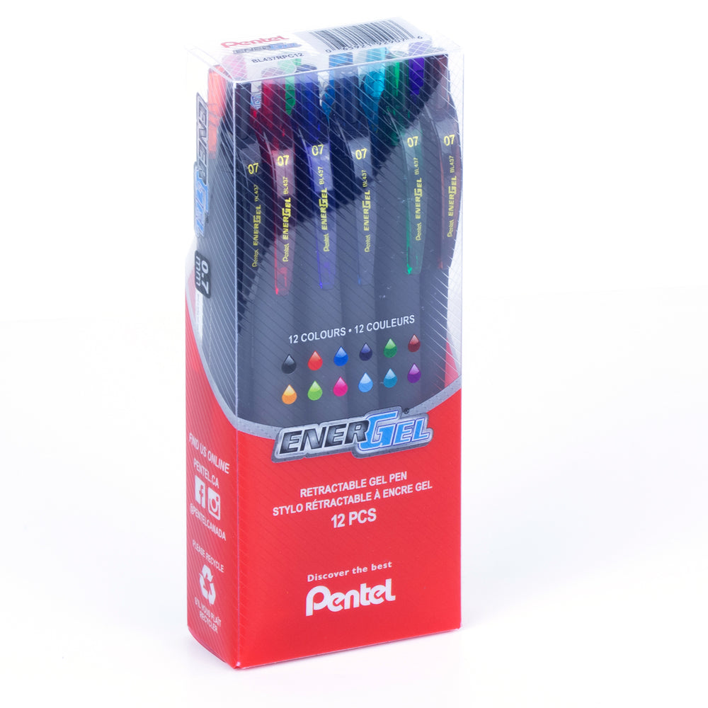 Stylo roller rétractable Pentel EnerGel - 0,7 mm - Lot de 12