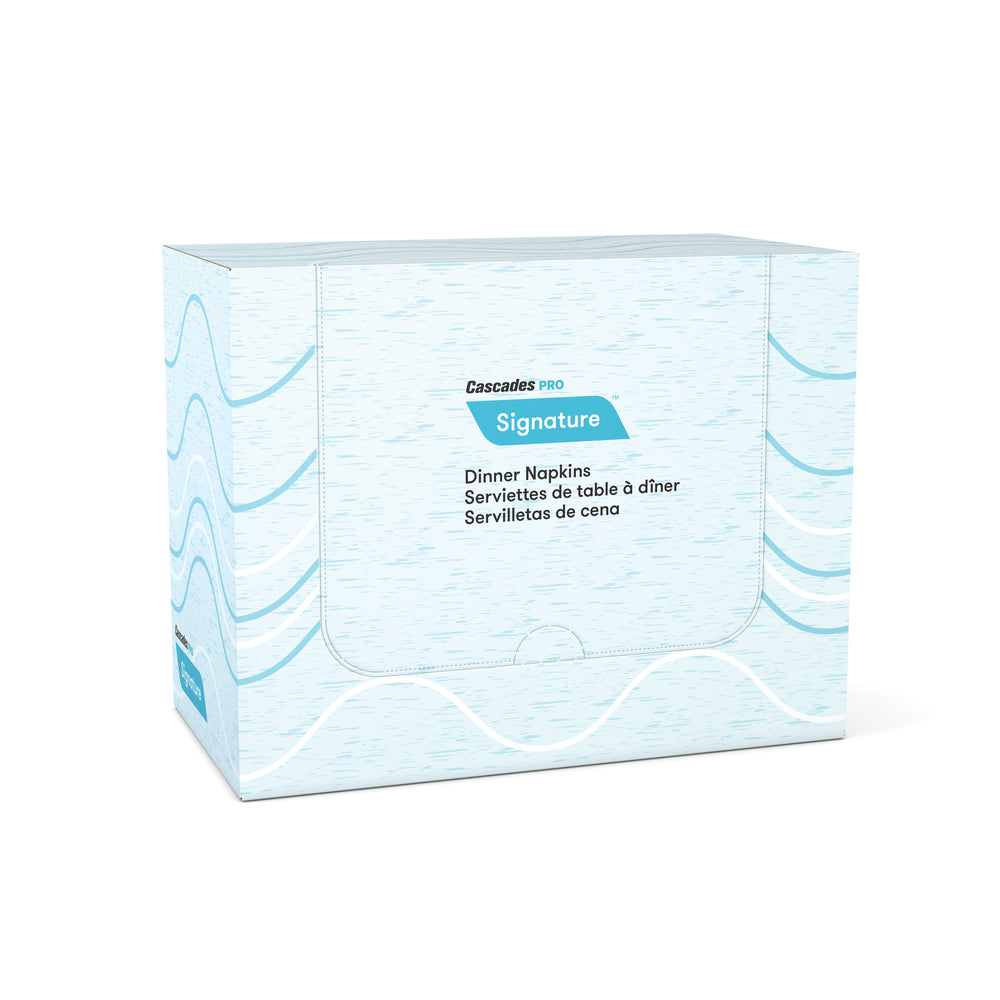 Cascades PRO Signature 1-Ply Airlaid Dinner Napkins - 1/8 Fold - White - 8 Packs of 50