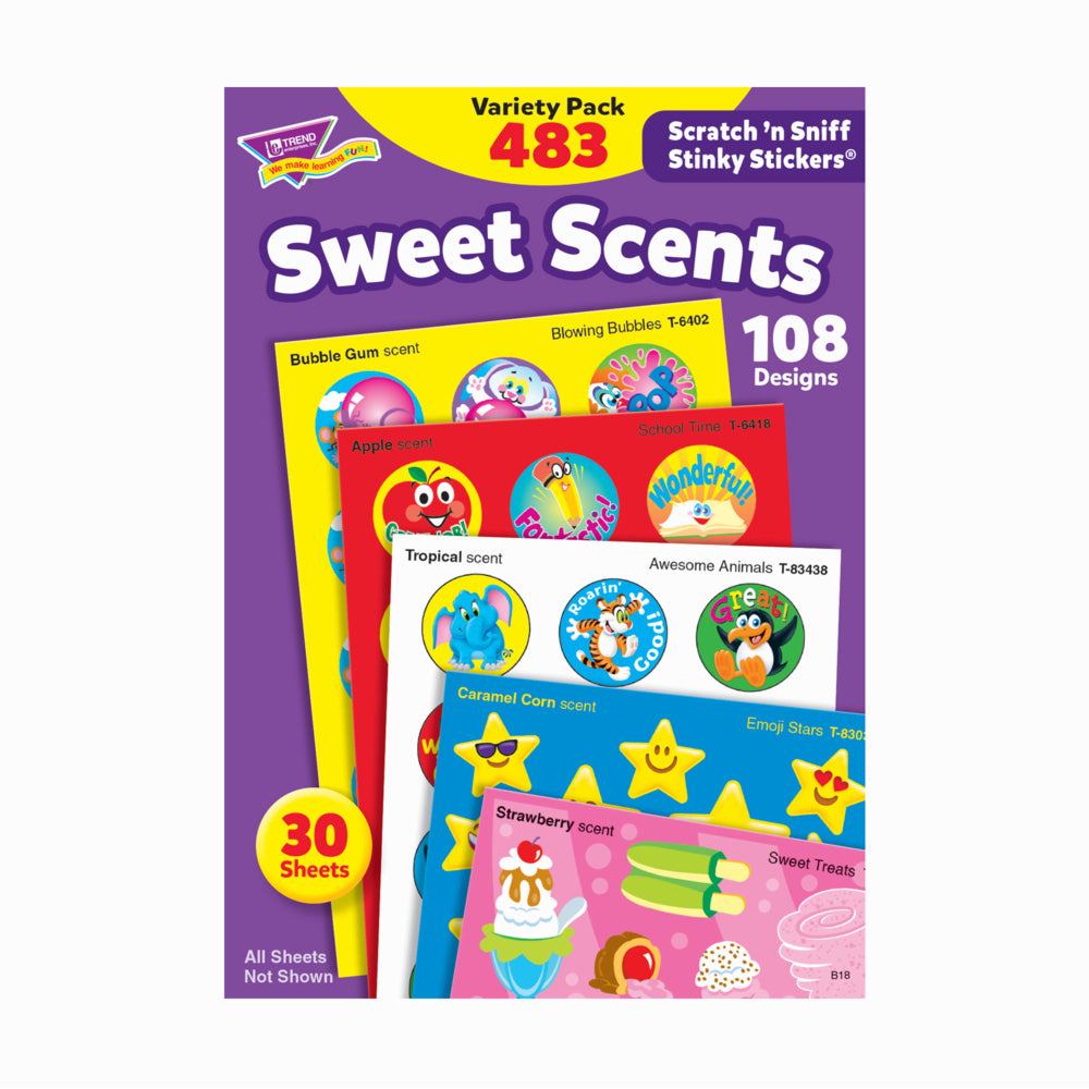 TREND enterprises Scratch 'n Sniff Stinky Stickers Variety Pack - Sweet Scents - 483 Pack