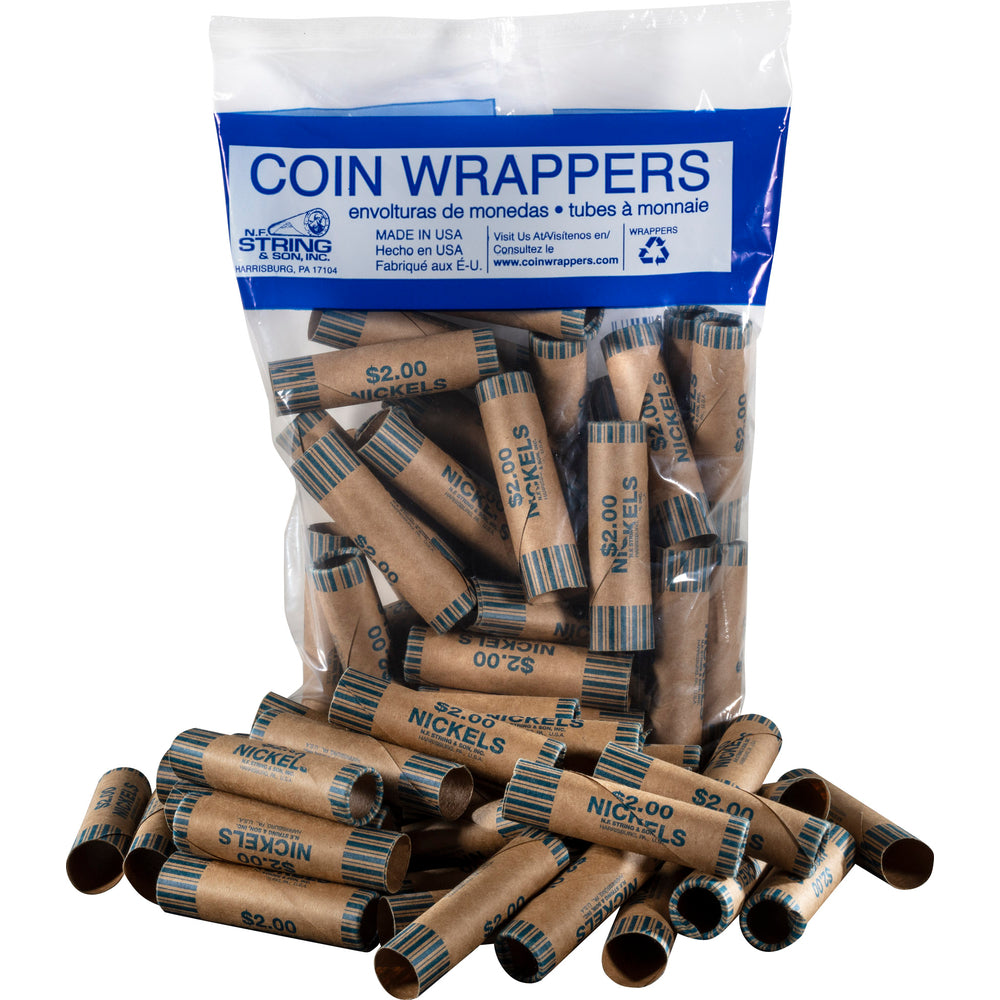 Paper Coin Tube, Nickels, 36 Pack