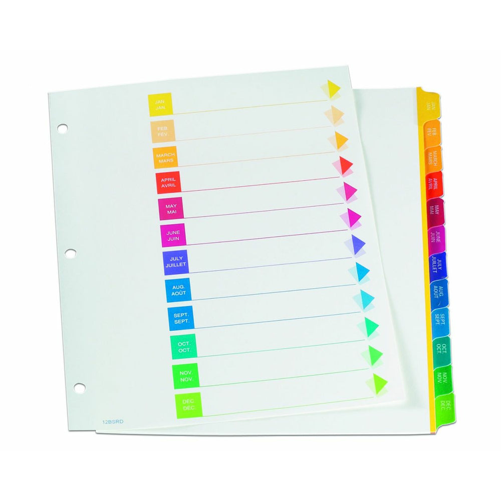 Oxford Super Rapidex Bilingual Dividers - Jan-Dec - Assorted