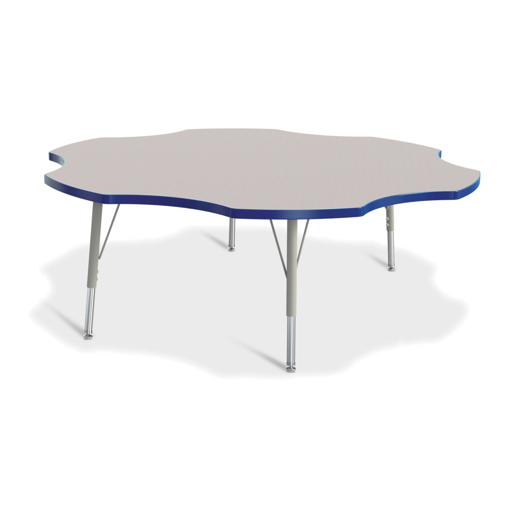 Jonti-Craft Berries Six Leaf Activity Table - 60" - 15-24"H - Freckled Grey/Blue