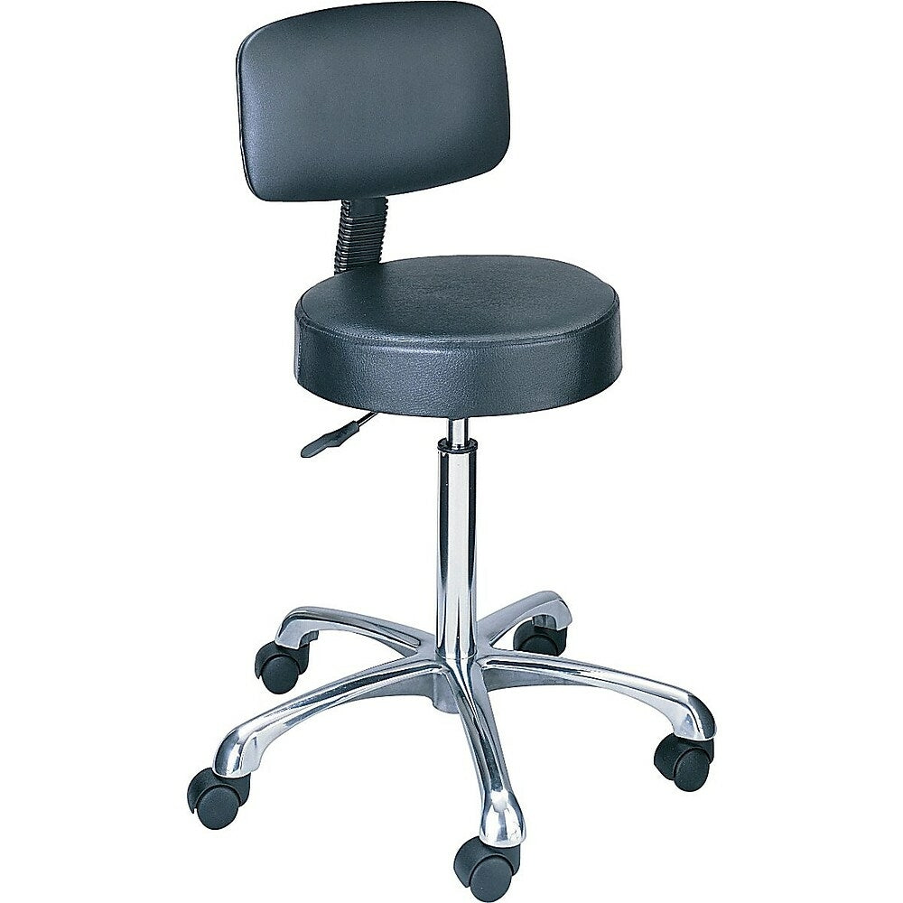Safco Professional Lab Stool with Back, Black