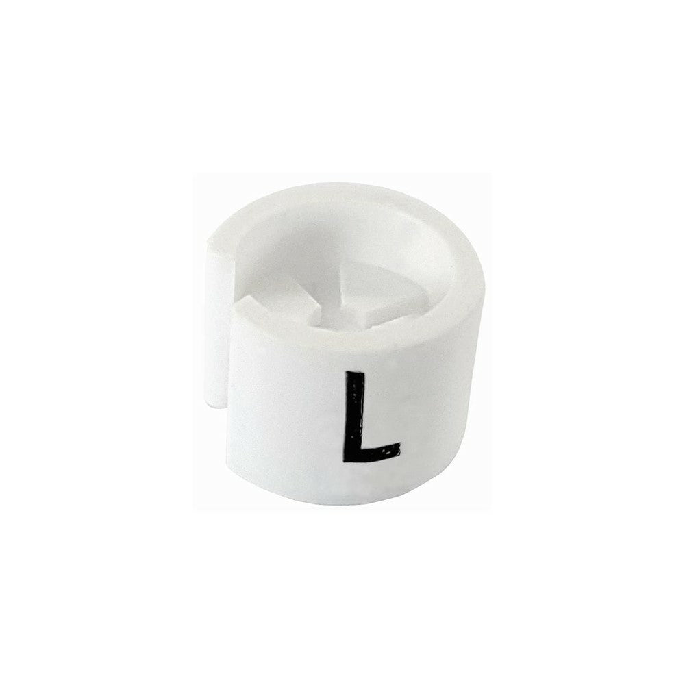 Marqueurs de taille miniatures pour cintres Eddie's Hang-Up Display Ltd. - Blanc avec impression noire - Grand (L) - Paquet de 100