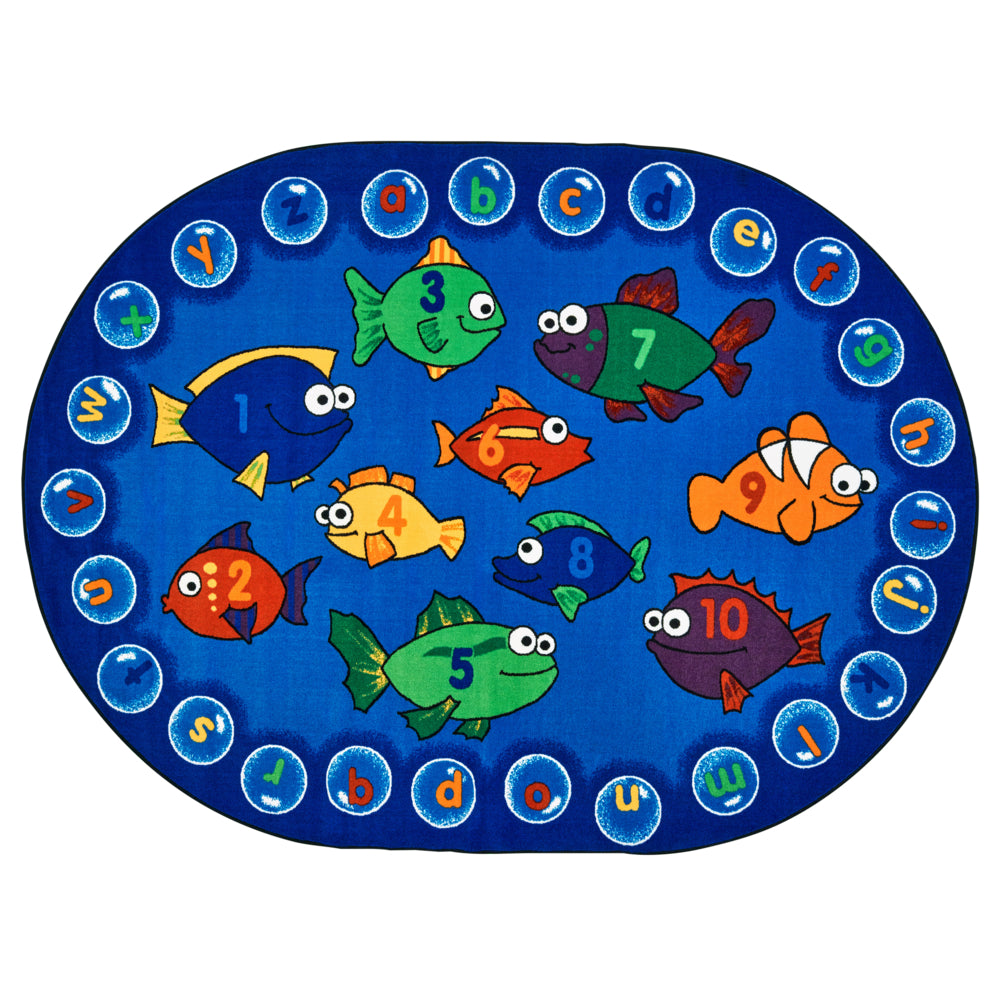 Tapis ovale pour enfants « Pêche pour l'alphabétisation » - 8' x 12'