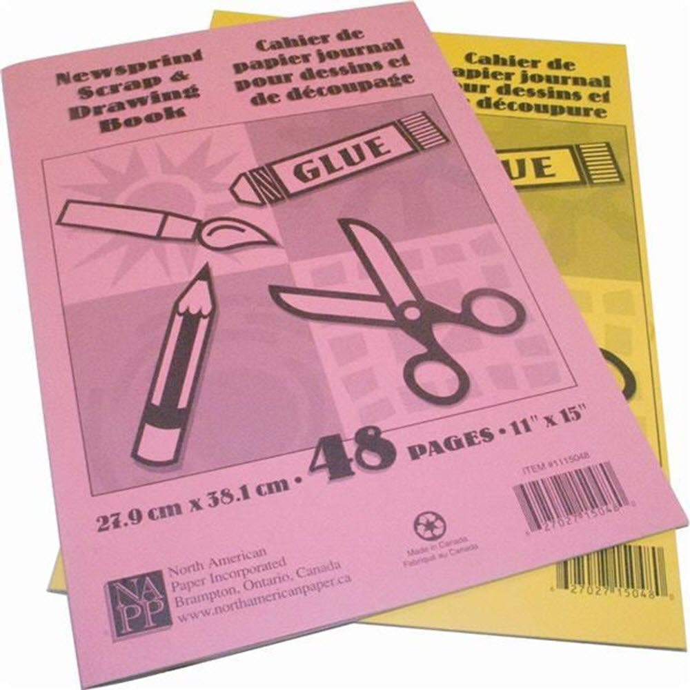 North American Paper Inc. Newsprint Scrapbook - Assorted - 10" x 14" - 48 Pages
