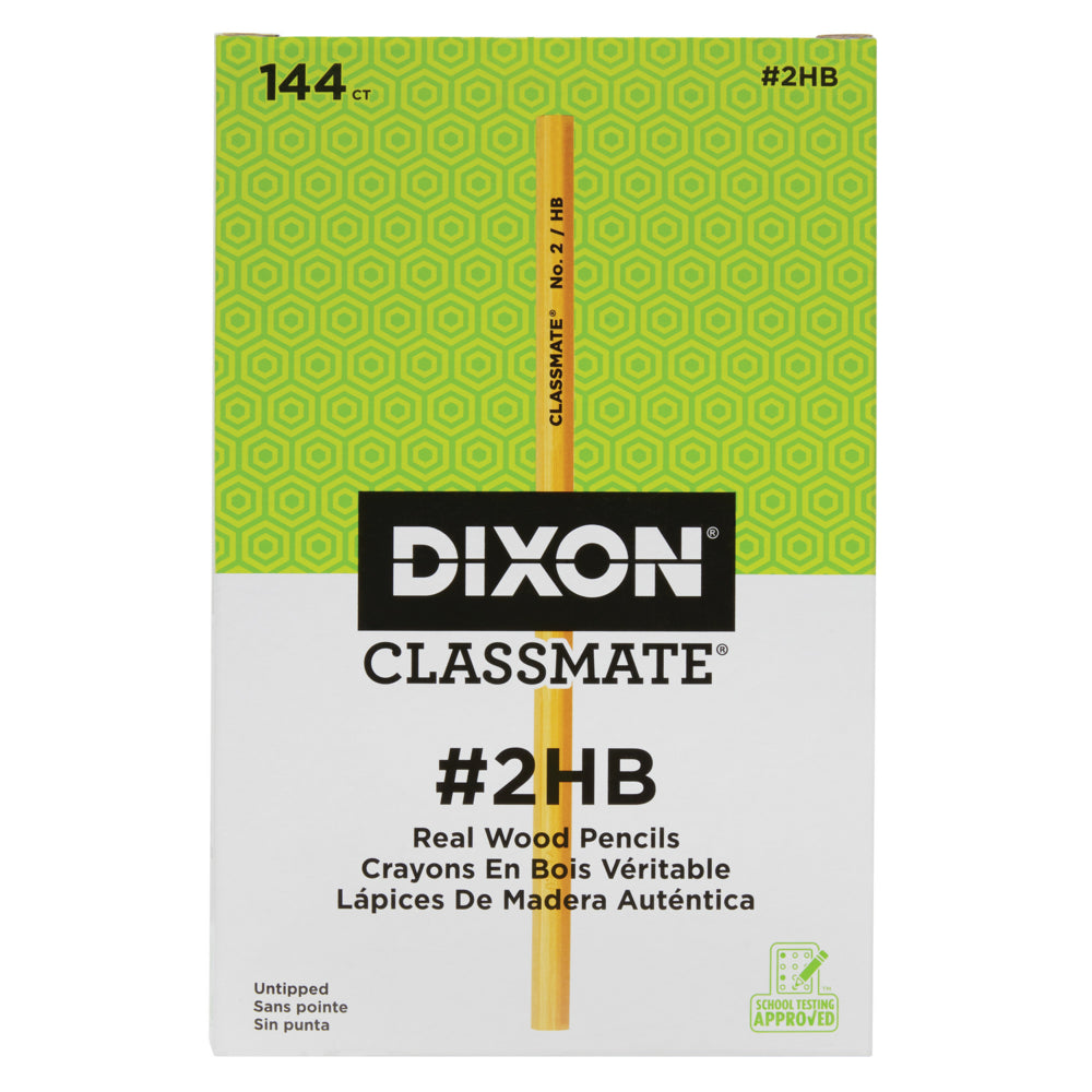 Dixon Classmate Wood-Cased Pencils - #2 Soft - No Eraser - Yellow - 144 Pack