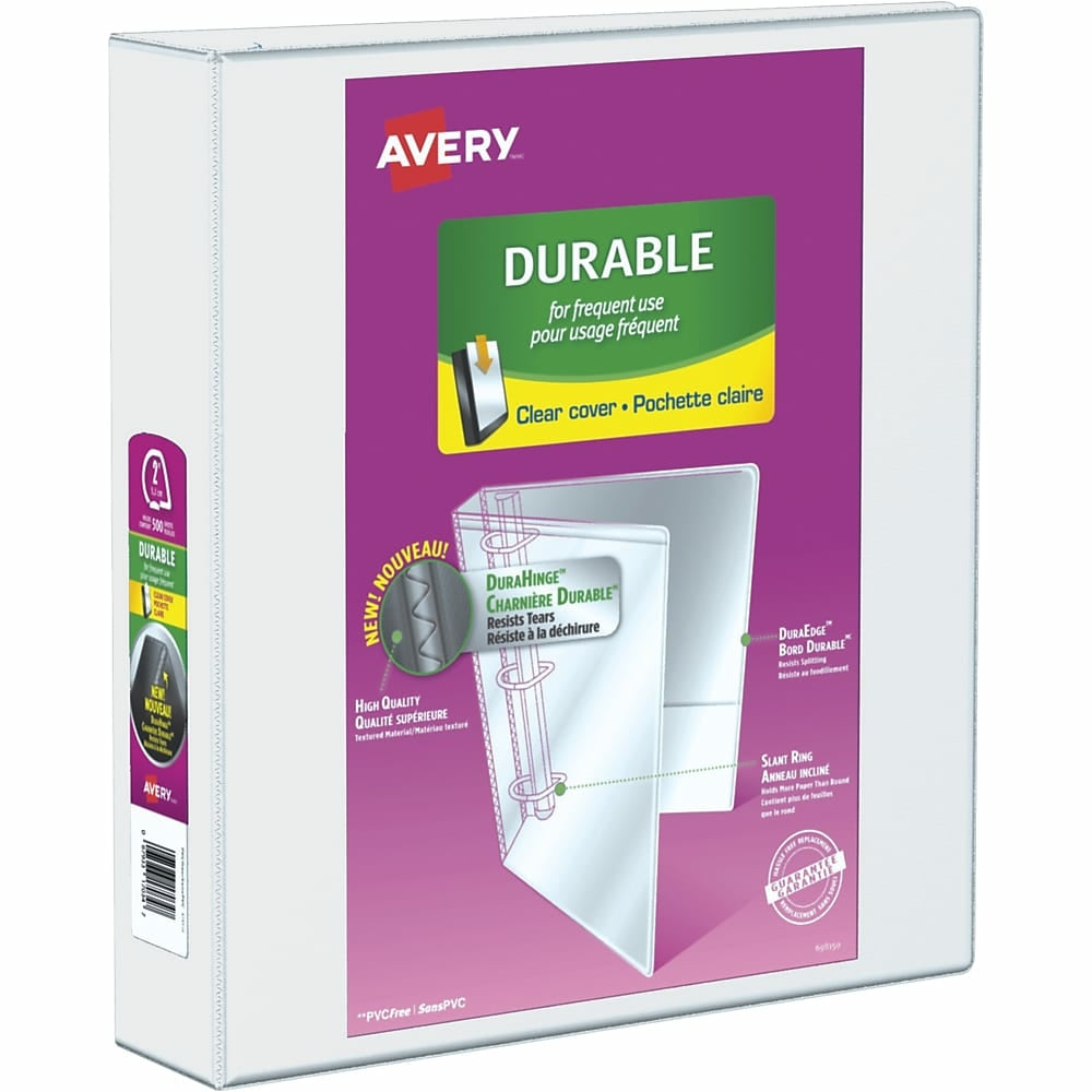 Avery Durable View Binder, 2" Sized Slant D Rings, White, (17032)