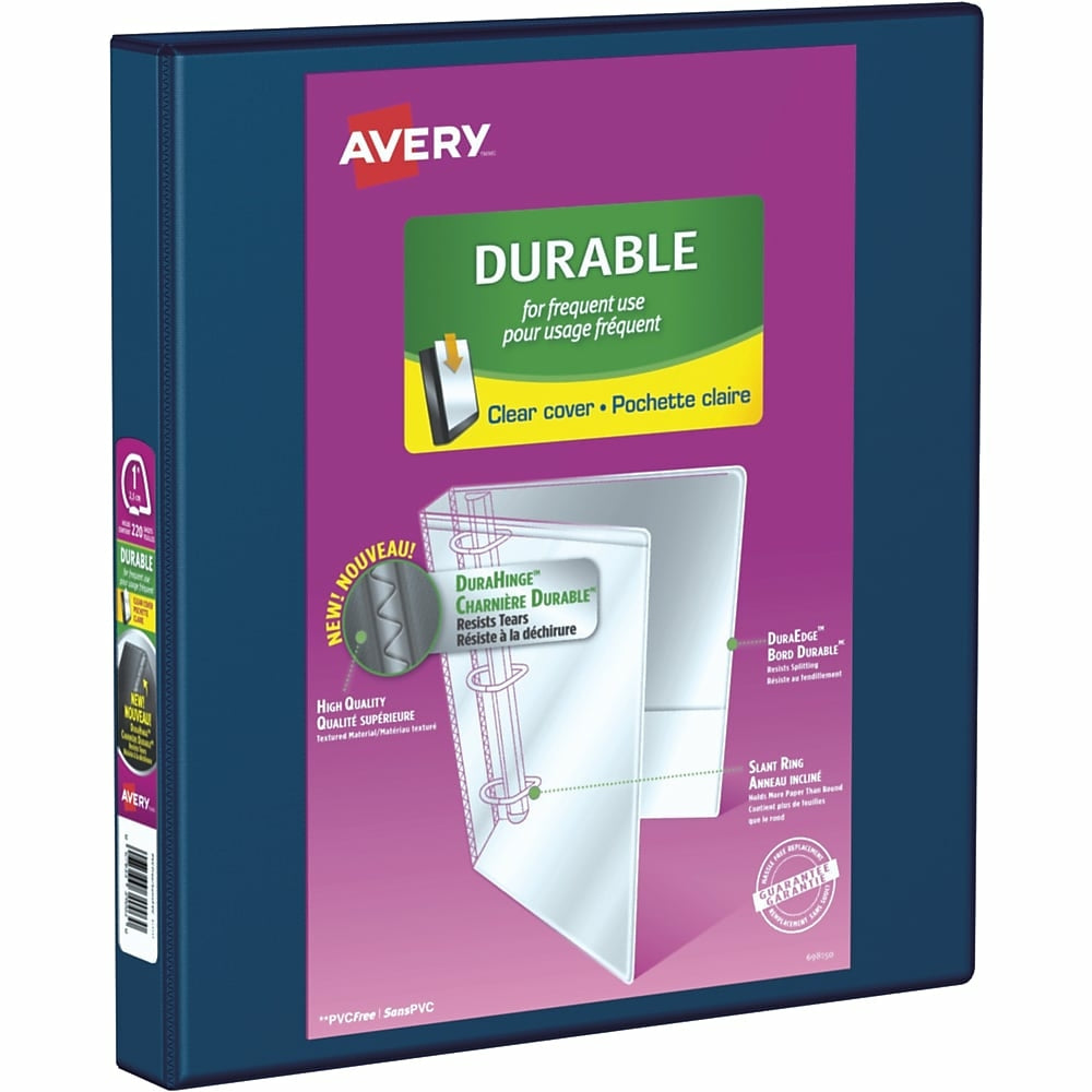Classeur Avery Durable View, anneaux en D inclinés de 2,5 cm, bleu marine (34004)
