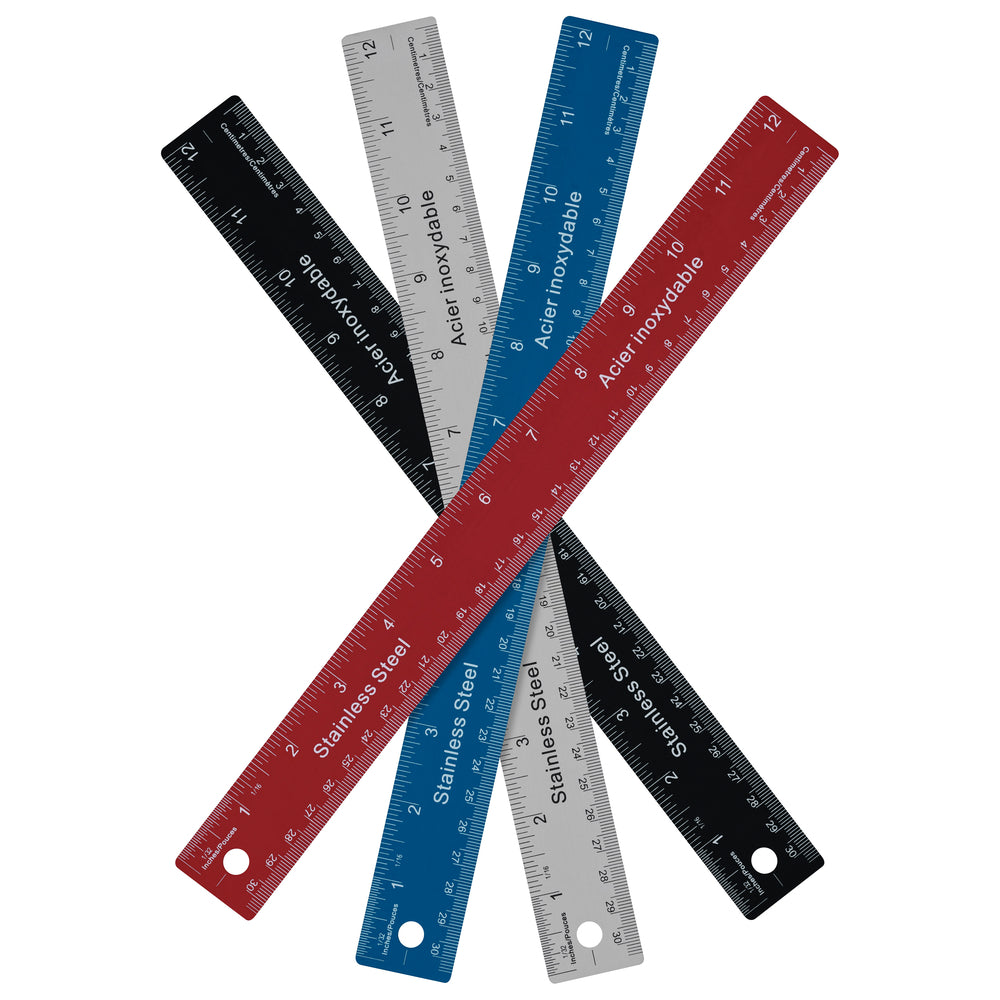 Règle Staples en acier inoxydable - 30 cm - Couleurs assorties