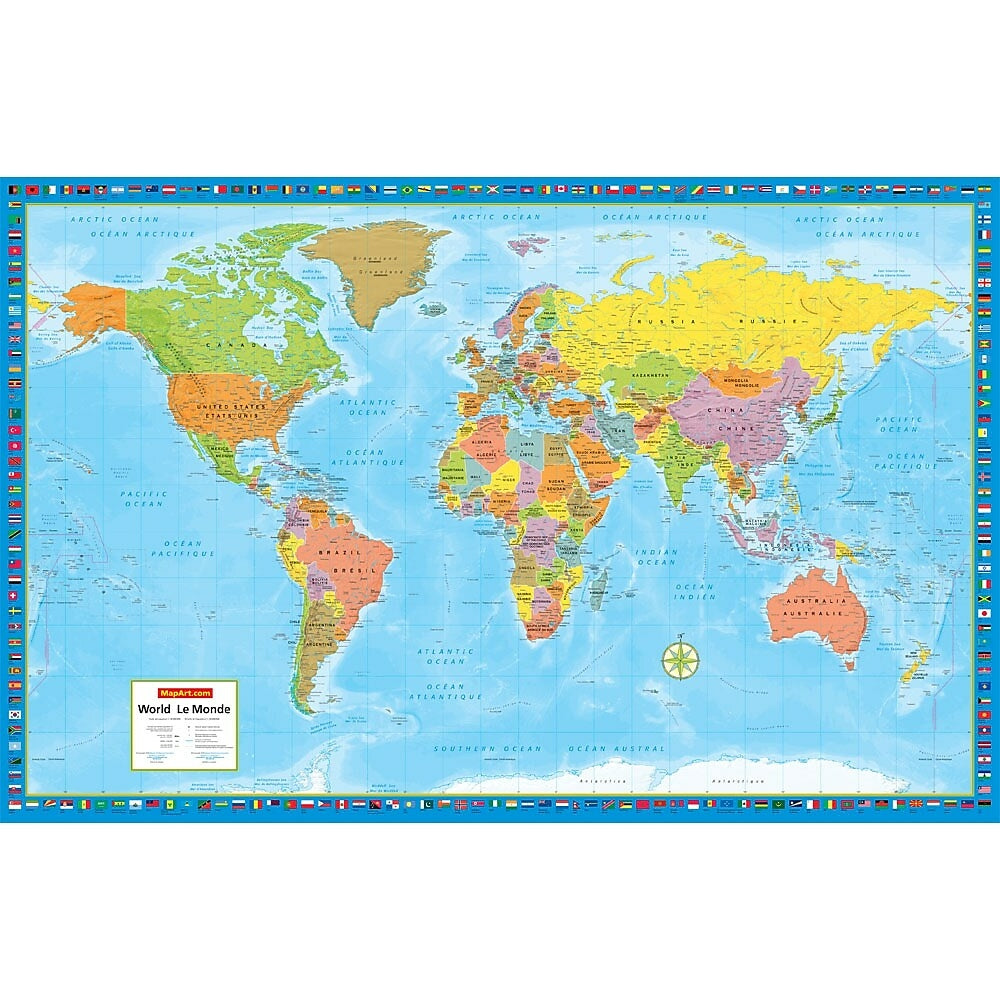 MapArt World Carte murale à grande échelle
