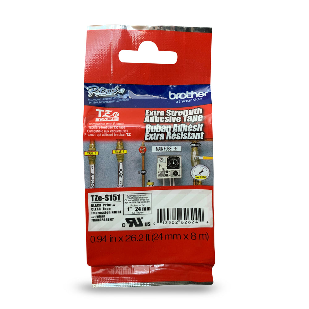 Ruban adhésif extra fort Brother P-Touch - 24 mm - Noir sur transparent