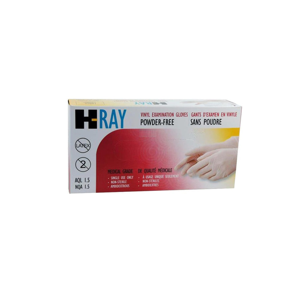 H-Ray Vinyl Powder-Free Disposable Gloves - Small - Clear - 100 Pack