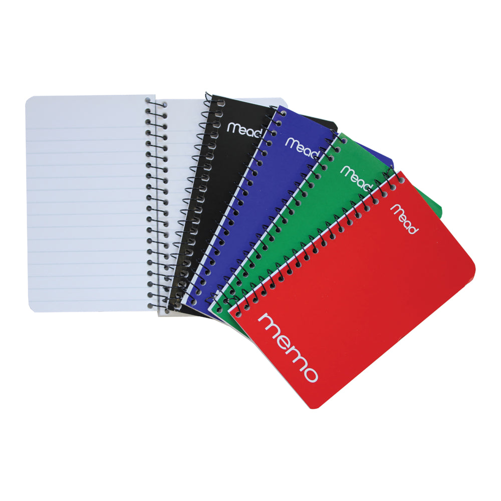 Mead Open Side Coil Bound Memo Book - 5" x 3" - Assorted Colours