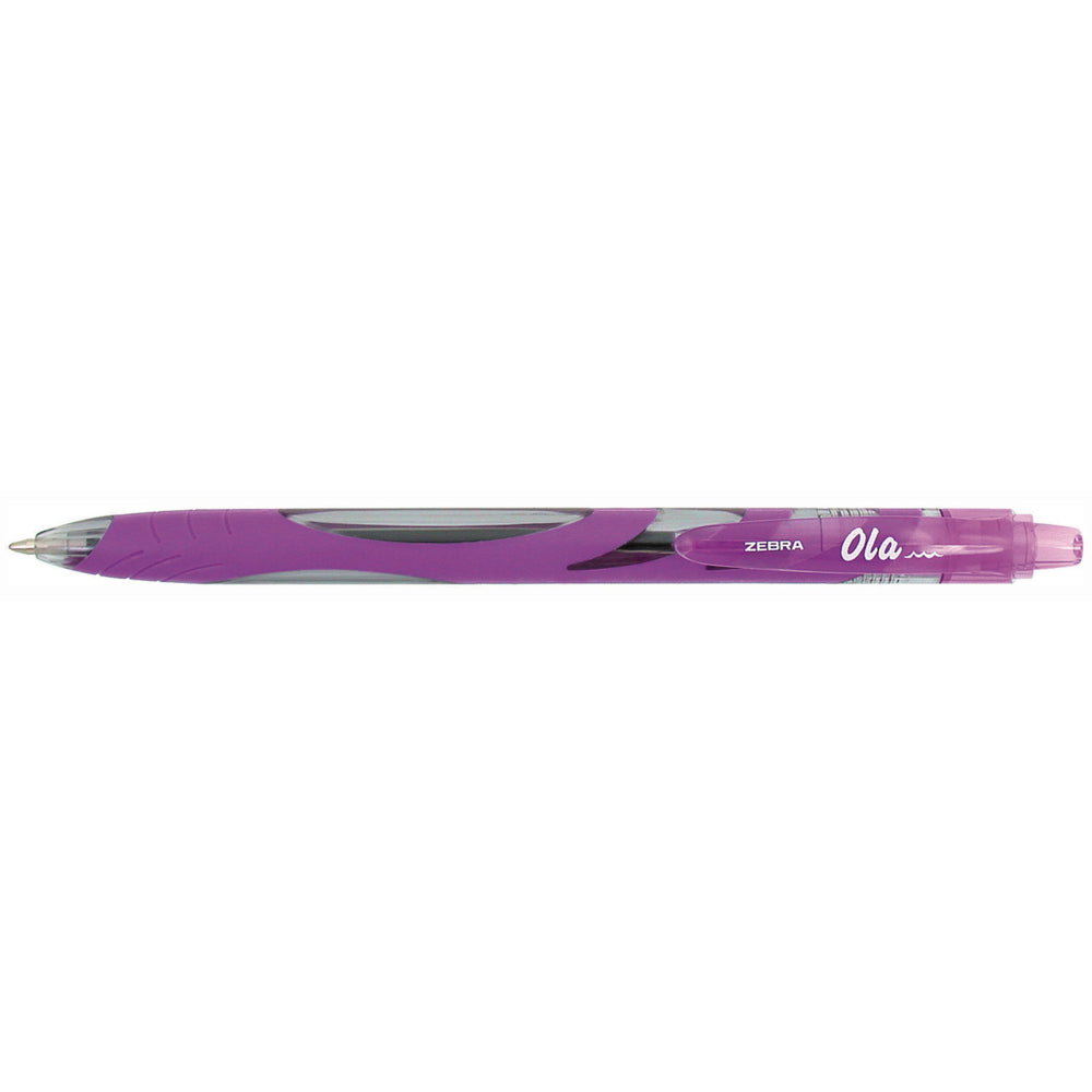 Stylo à bille rétractable Zebra Ola - Pointe moyenne - 1,0 mm - Encre violette - Lot de 12