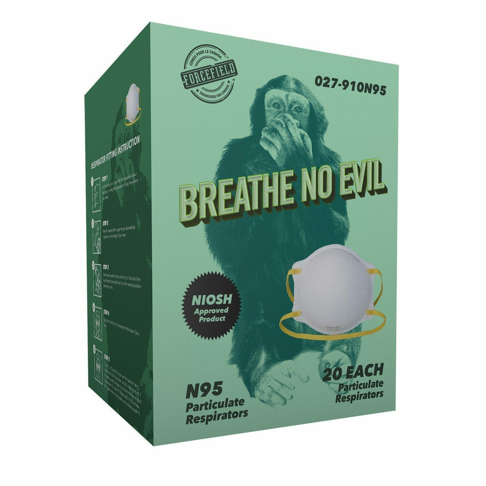 Respirateur jetable Forcefield Breathe No Evil N95 - 20 par boîte - Approuvé par le NIOSH