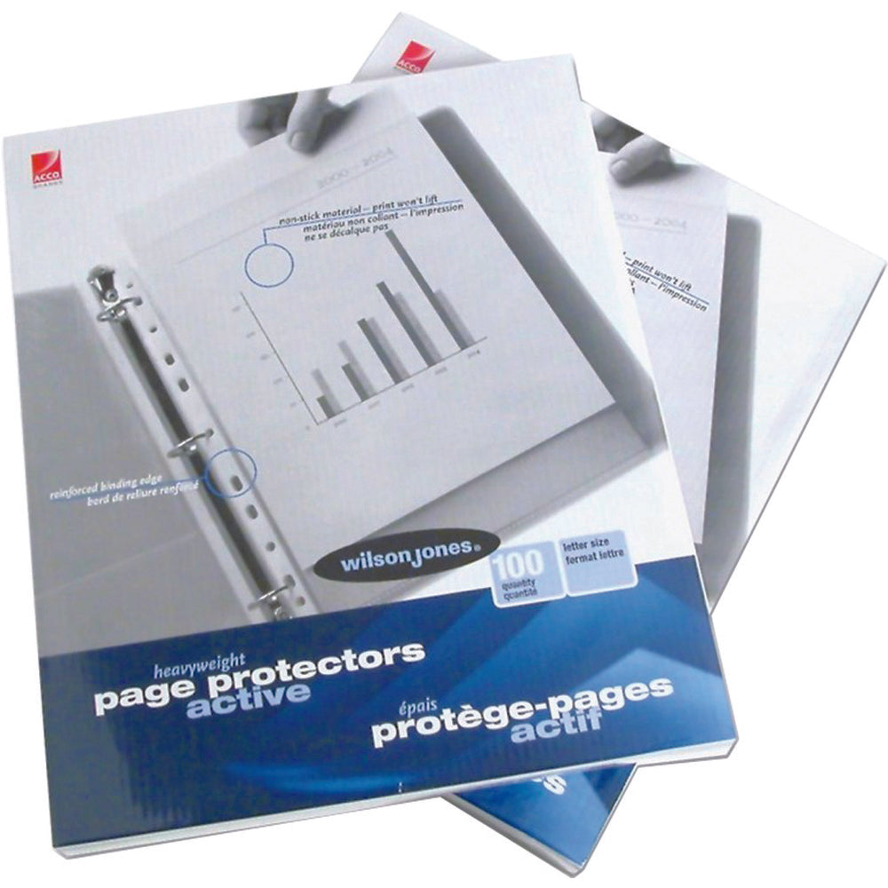 Protège-pages multi-perforés Wilson Jones Heavyweight - 8,5" L x 11" H - Paquet de 100