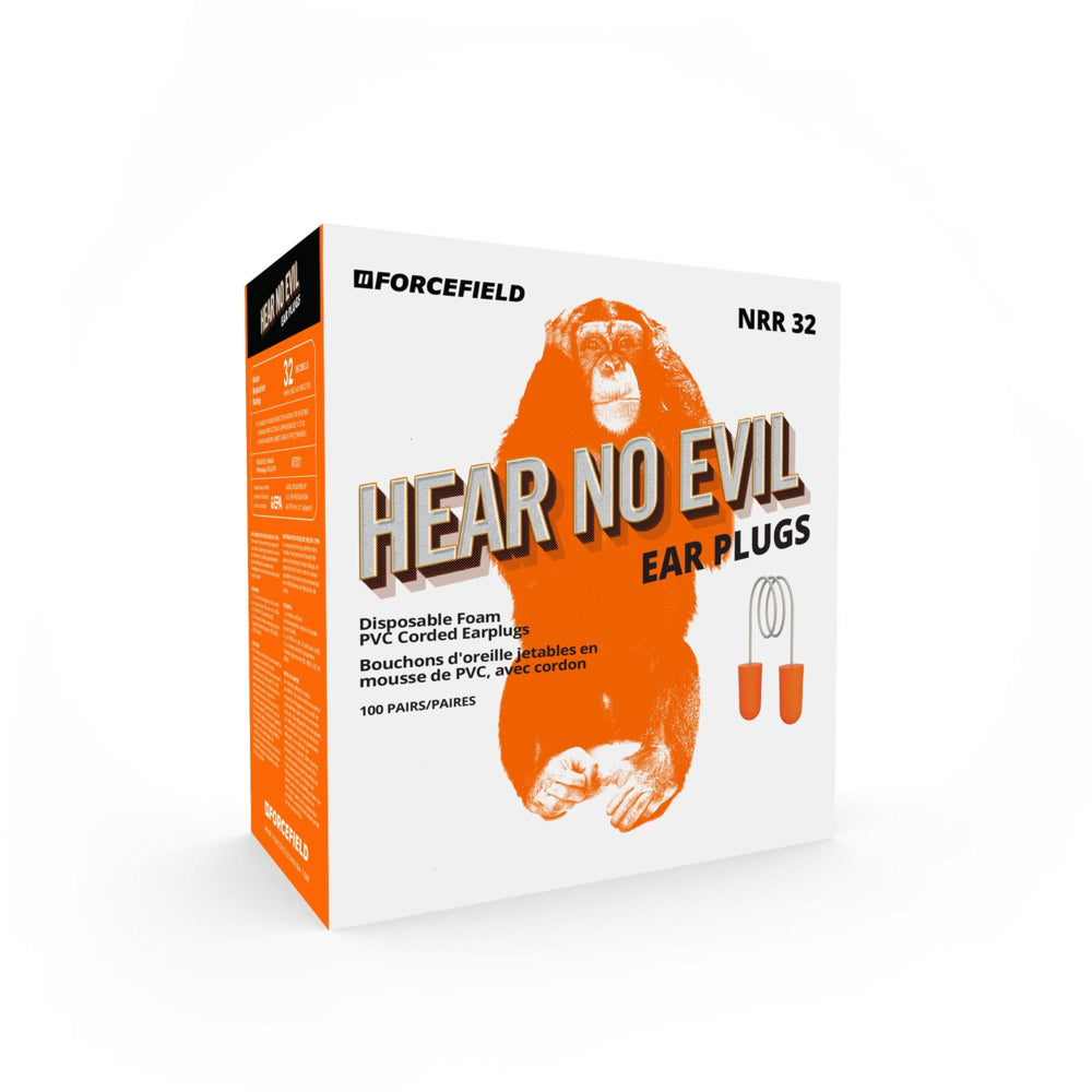 Honeywell "Hear No Evil" Corded Foam Earplugs - Orange - 100 Pairs/Pack