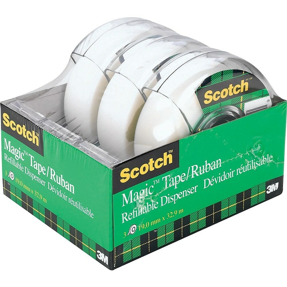 Ruban adhésif Scotch Magic avec dévidoir - 19 mm x 32,9 m - Lot de 3