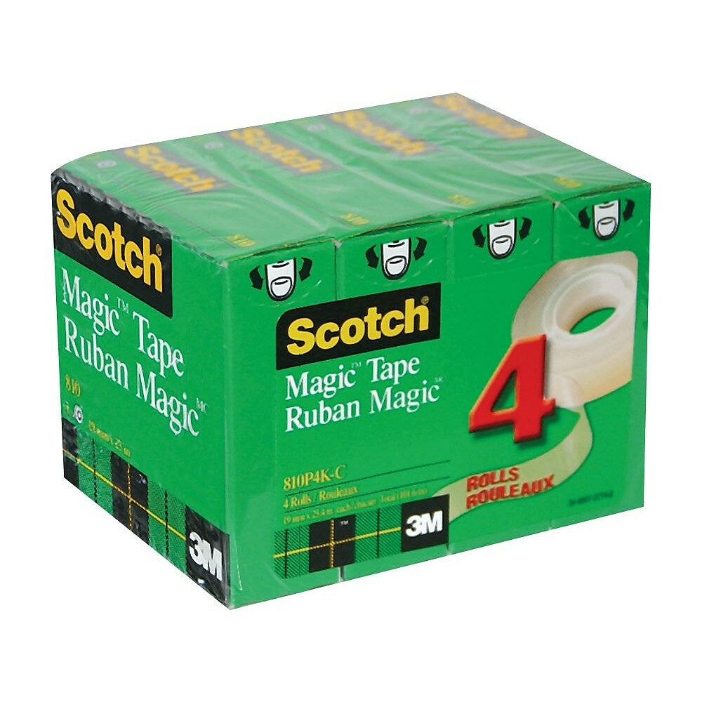 Scotch Magic Tape, 19 mm x 25 m, Boxed, 4/Pack