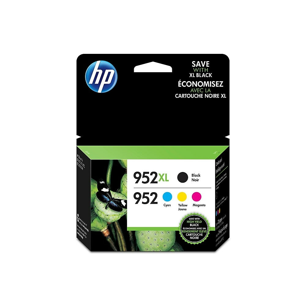Cartouches d'encre d'origine HP 952XL noir haute capacité et 952 cyan, magenta et jaune, paquet de 4 (N9K28AN)