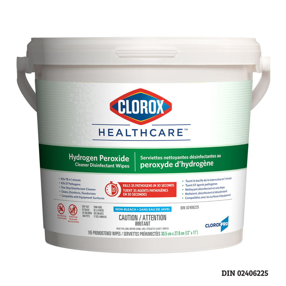 Lingettes désinfectantes au peroxyde d'hydrogène Clorox Healthcare, paquet de 185 (CL01458)