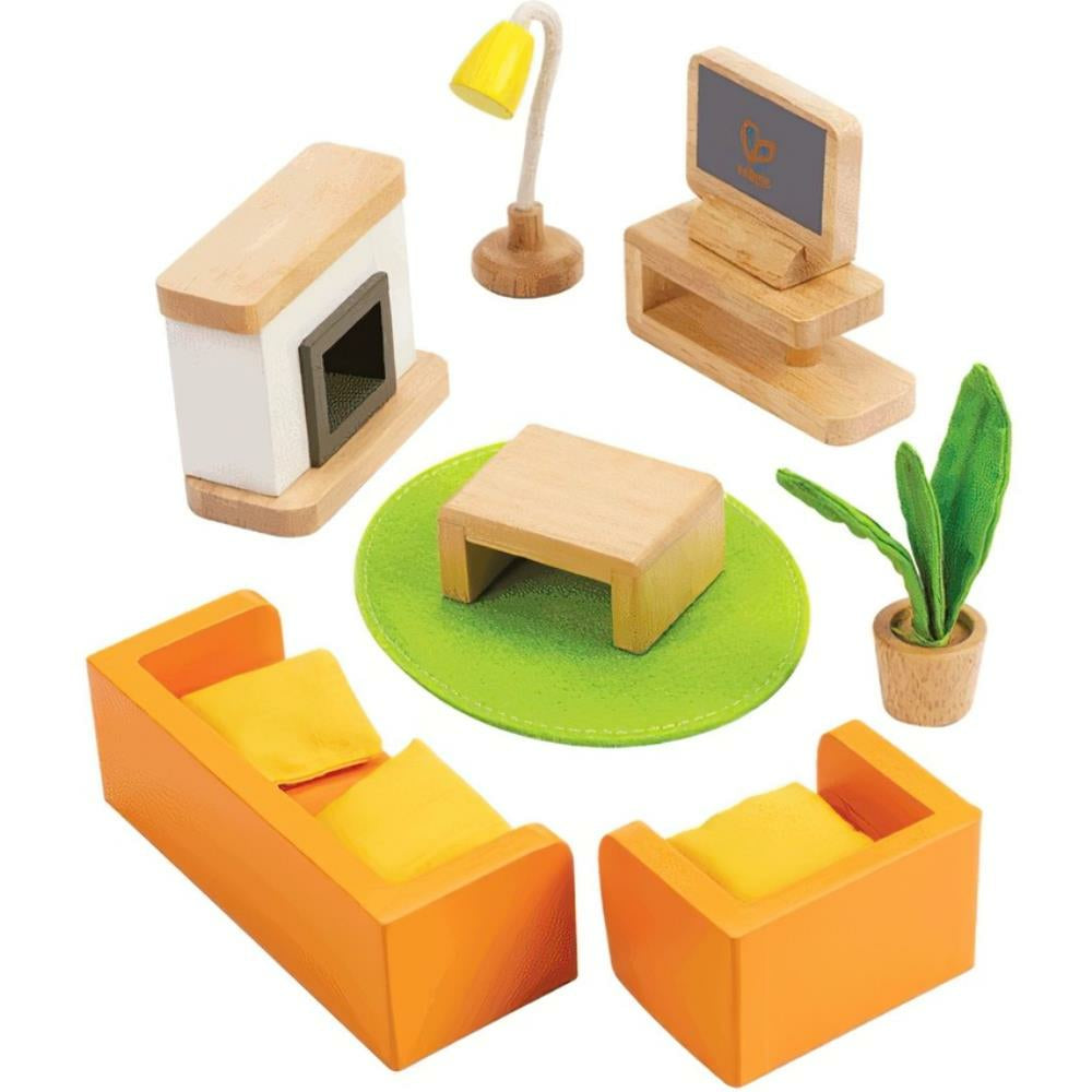 Meubles de maison de poupée Hape pour salle multimédia, lot de 12