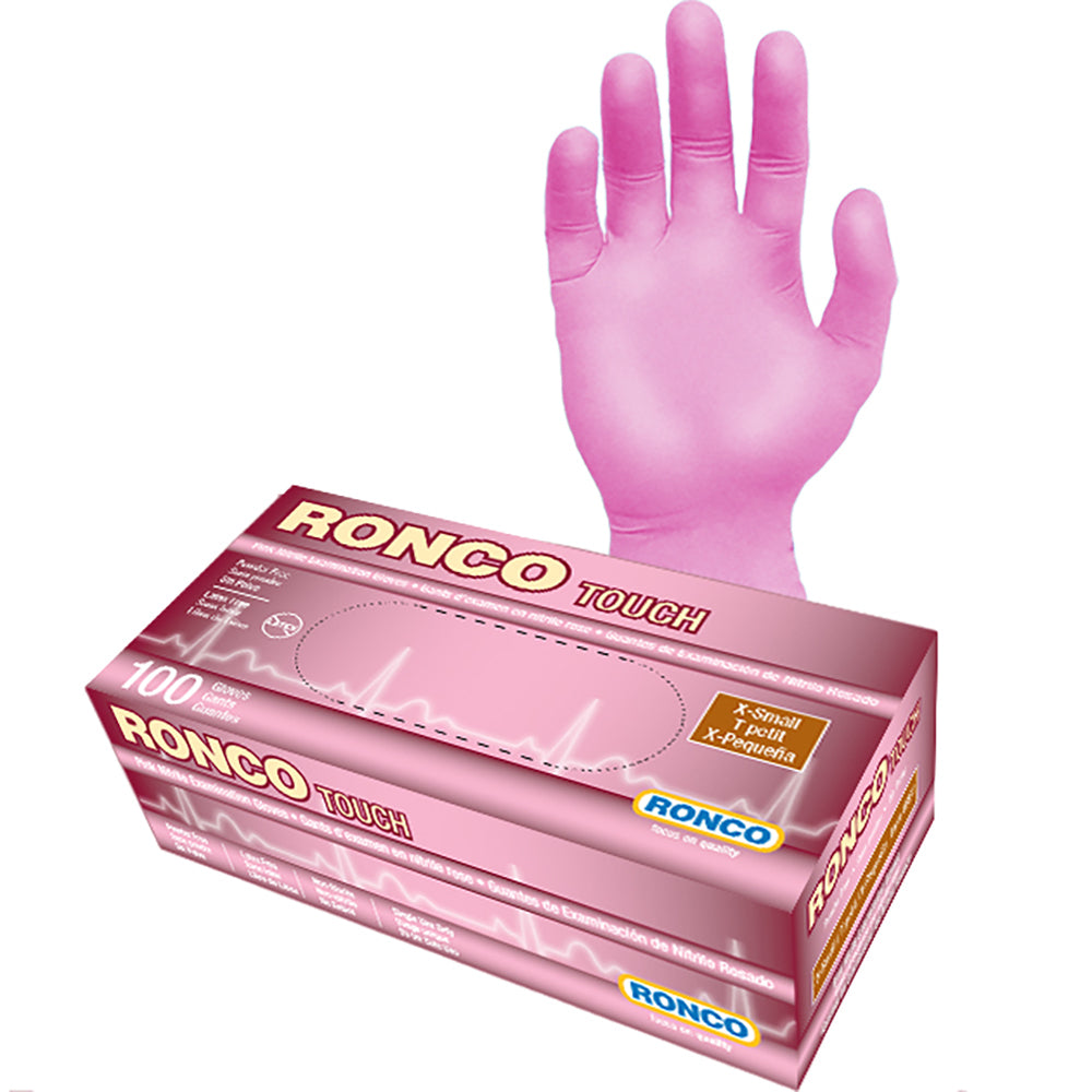 Gants en nitrile Ronco Touch - Rose - Taille XS - Paquet de 100
