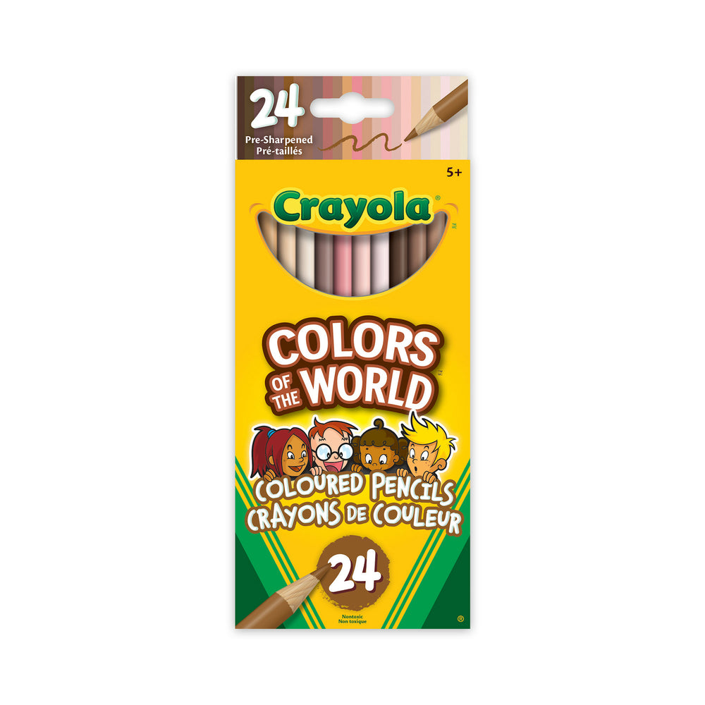 Crayons de couleur Crayola Colors of the World, couleur chair, paquet de 24