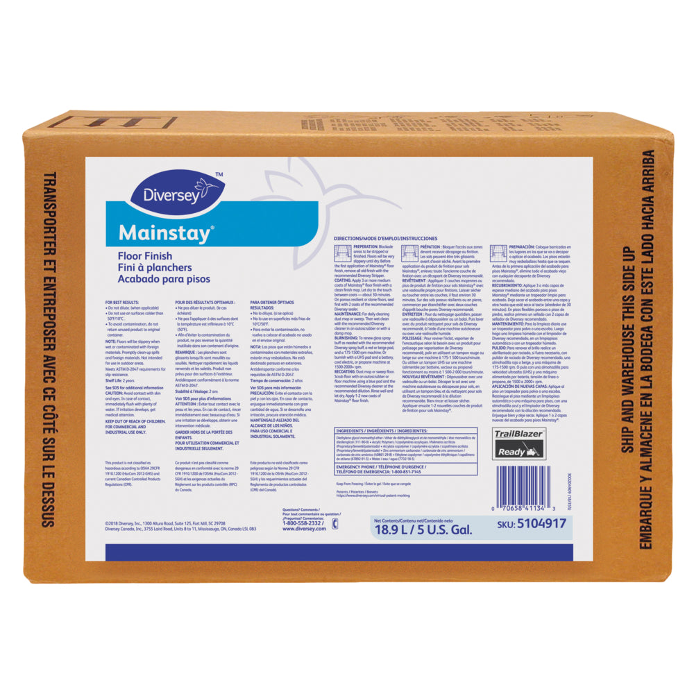 Finition pour plancher Diversey Mainstay - 18,9 L