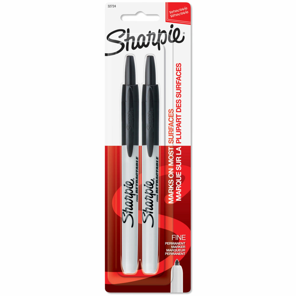 Sharpie Retractable Permanent Markers - Fine Point - Black - 2 Pack