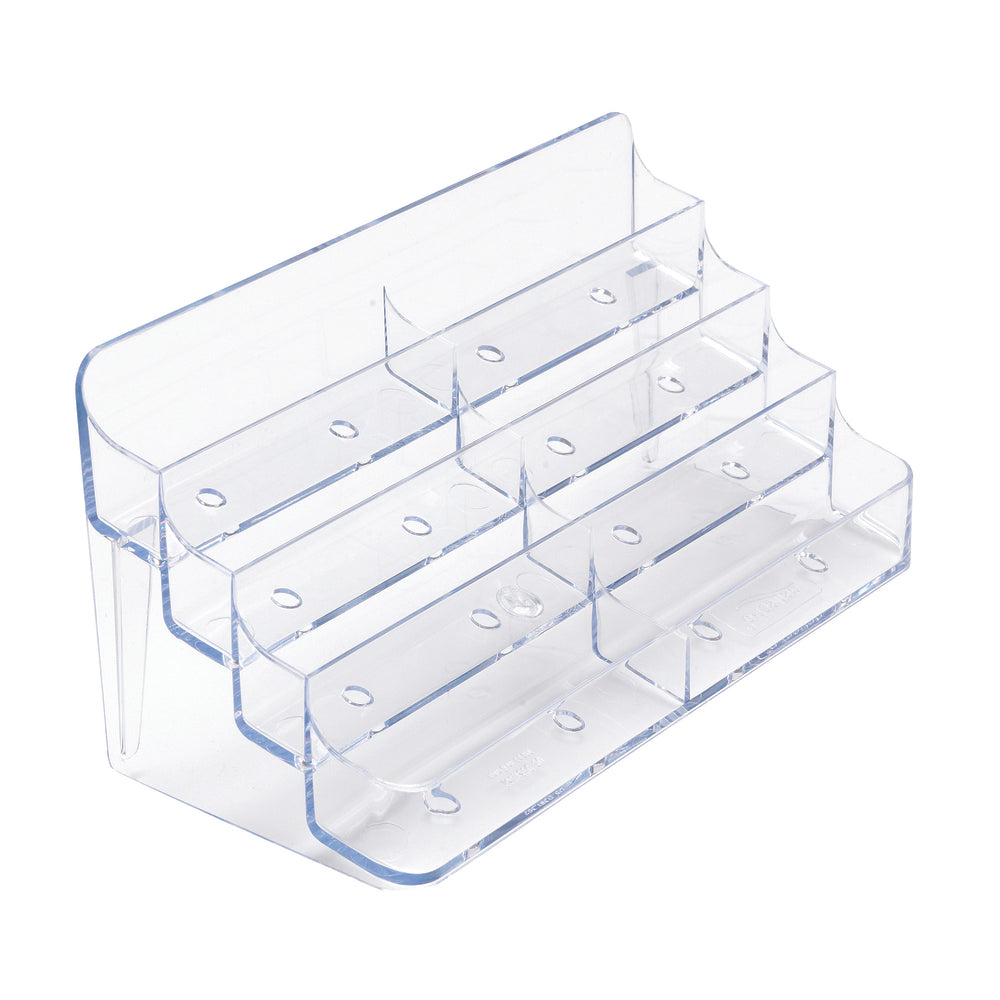 Deflecto Business Card Holder - 8 Compartments - Clear