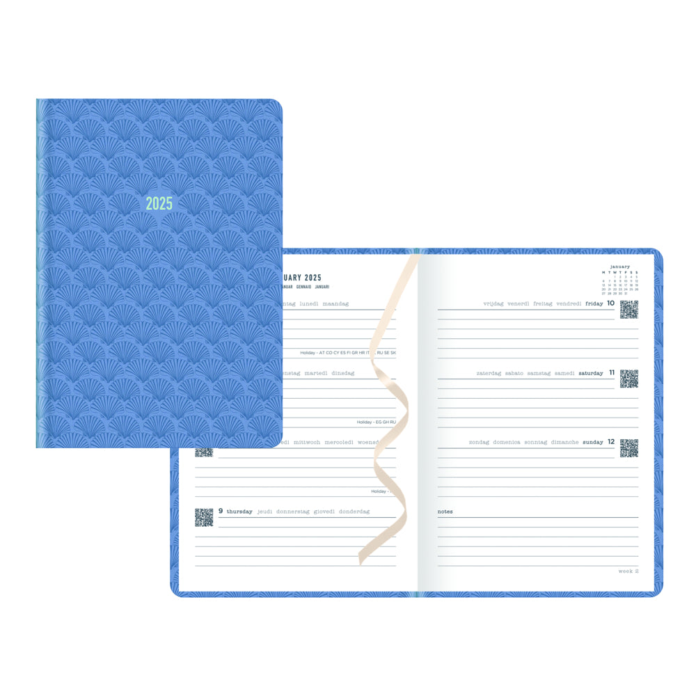 Agenda hebdomadaire Letts 2025 By the Sea - 8 1/4'' x 5 7/8'' - Océan - Multilingue
