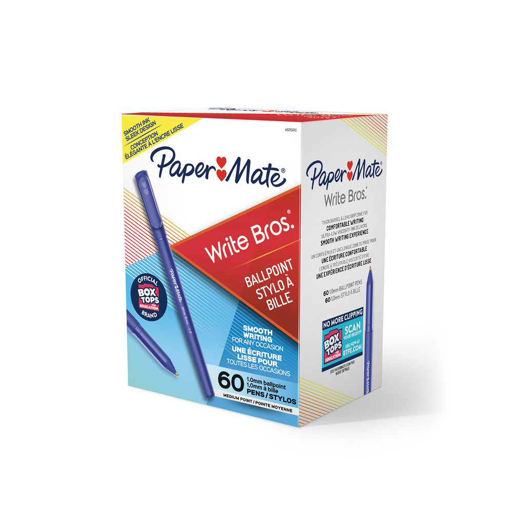 Stylos à bille Paper Mate Write Bros – Pointe moyenne – Bleu