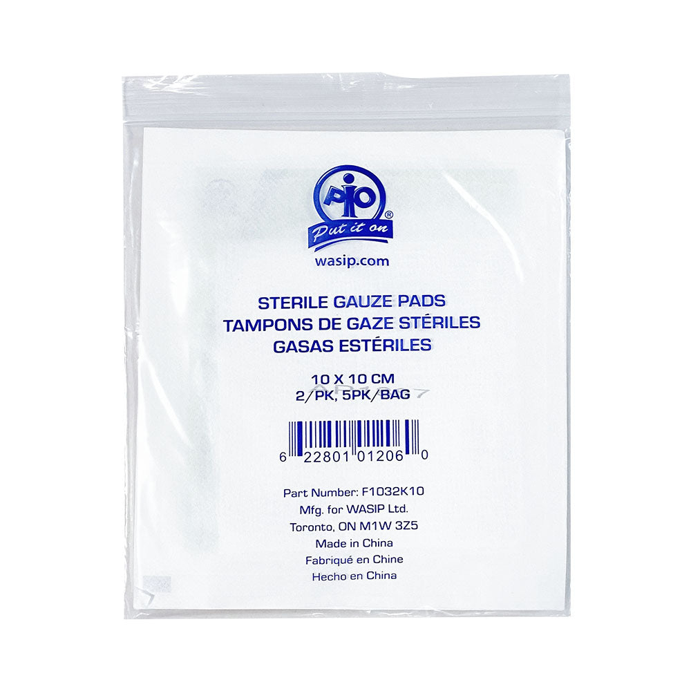 Wasip Sterile Gauze Pads - 10 x 10 cm - 5 Packs of 2